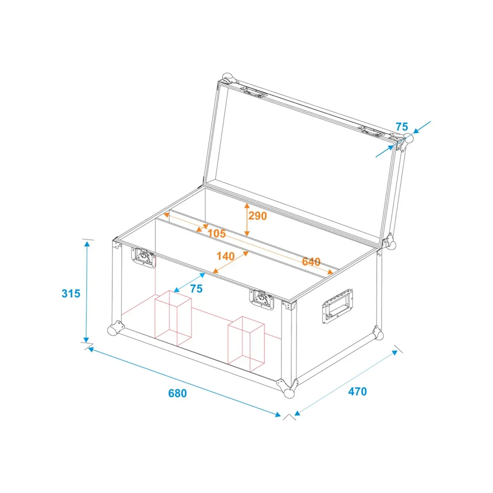 ROADINGER Flightcase 2x LED PLL-480