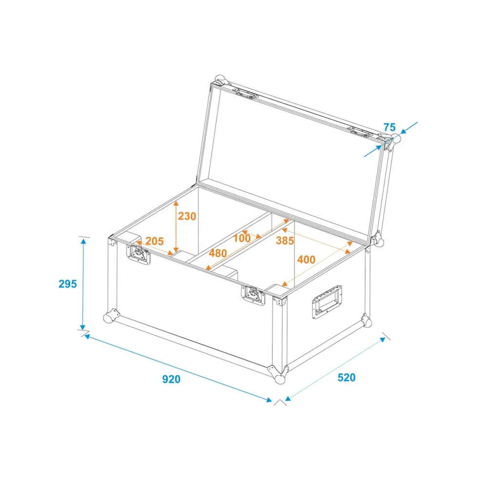 ROADINGER Flightcase 2x LED THA-150F Theater-Spot