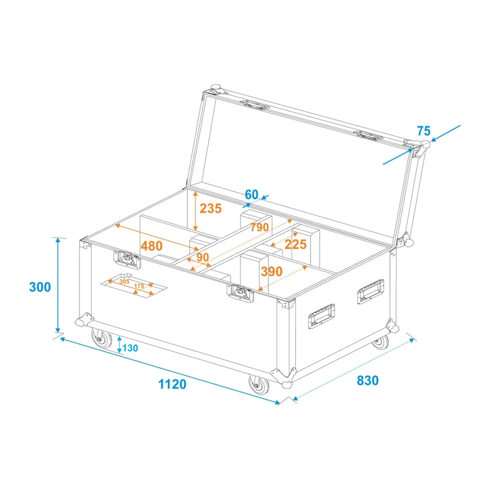 ROADINGER Flightcase 4x LED THA-150F Theater-Spot