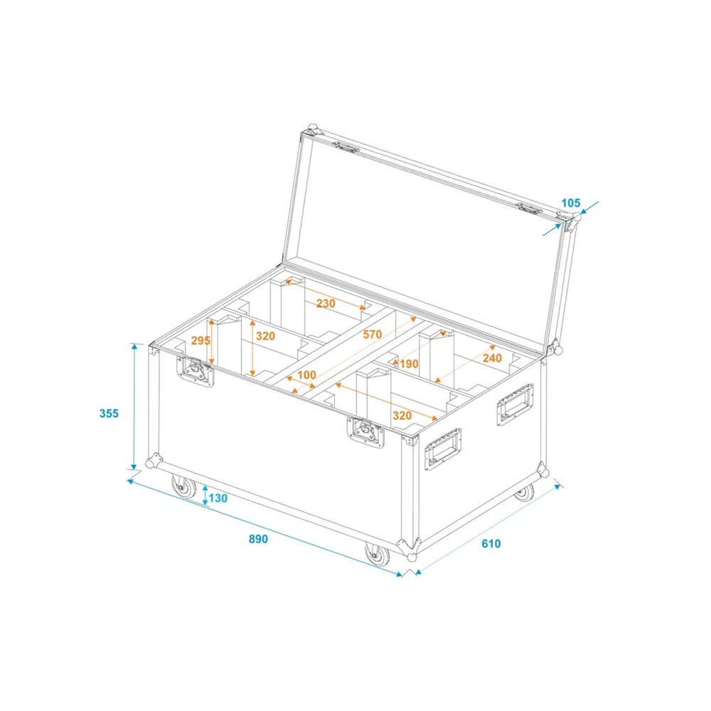 ROADINGER Flightcase 4x LED TMH-X4 mit Rollen