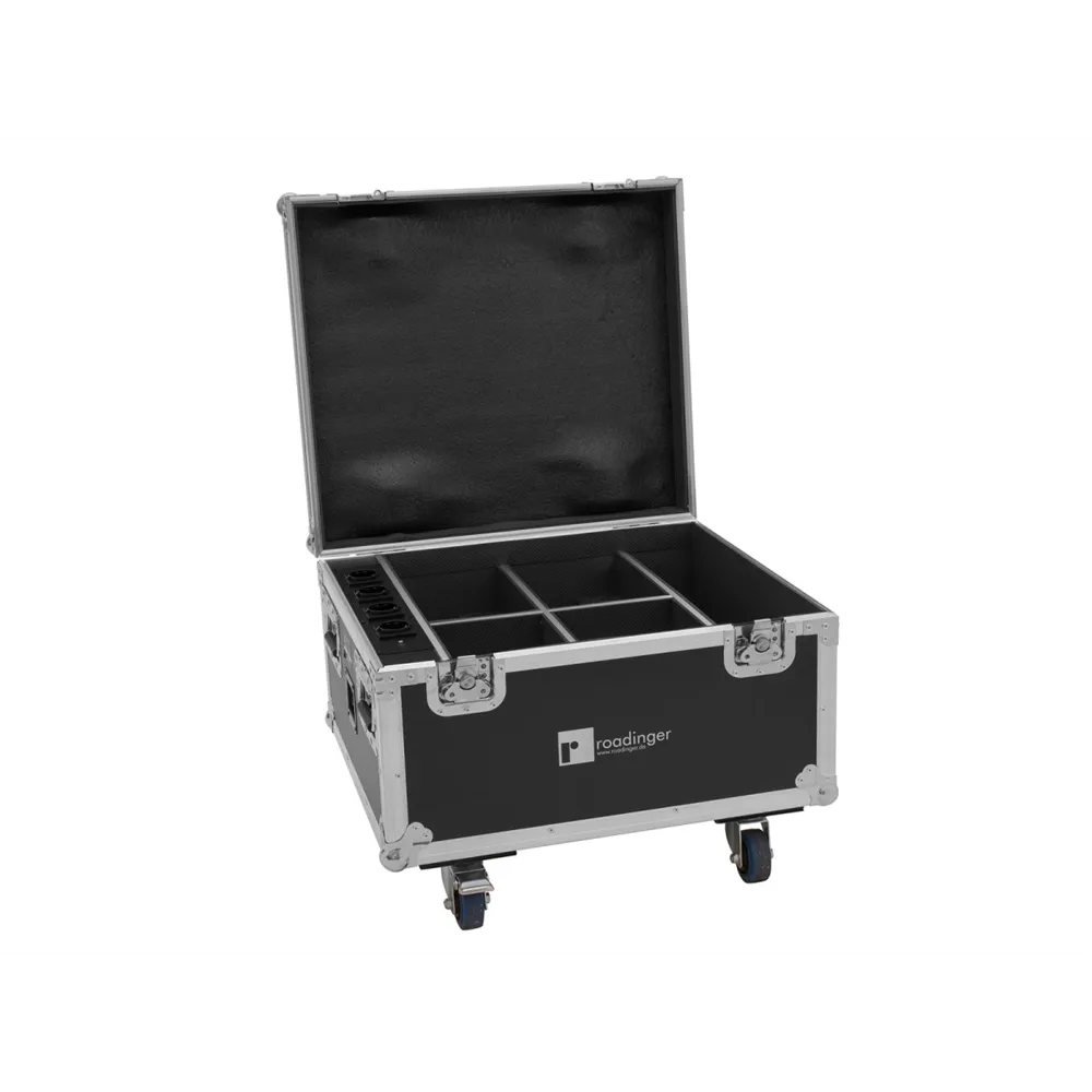 ROADINGER Flightcase 4x AKKU IP PAR 7 QCL WDMX mit Ladefunktion