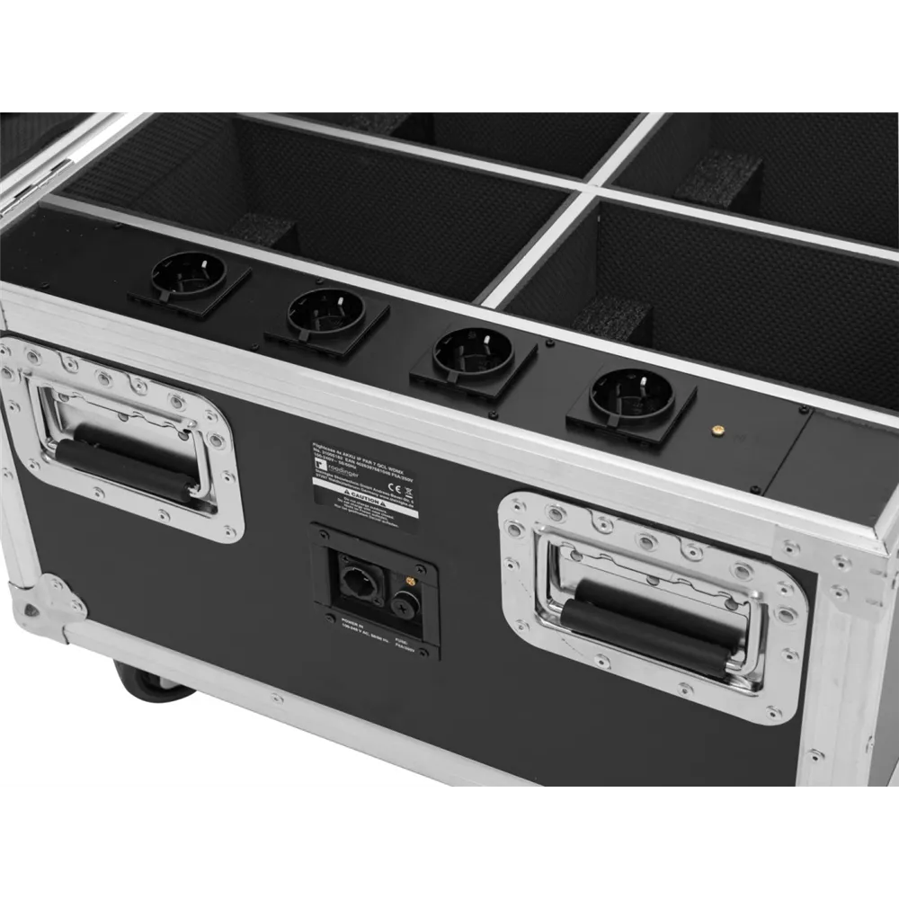 ROADINGER Flightcase 4x AKKU IP PAR 7 QCL WDMX mit Ladefunktion