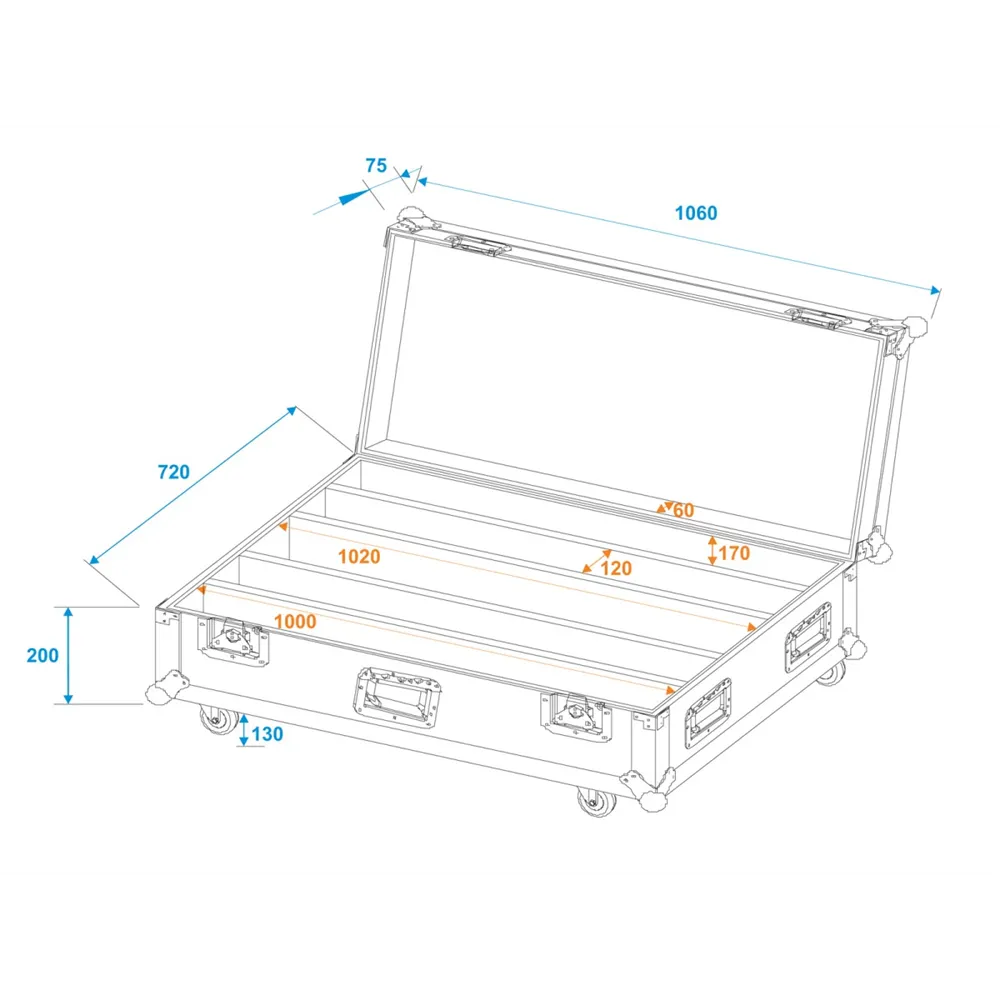 ROADINGER Flightcase 4x LED IP T-PIX 8 QCL/T-PIX 12 HCL mit Rollen