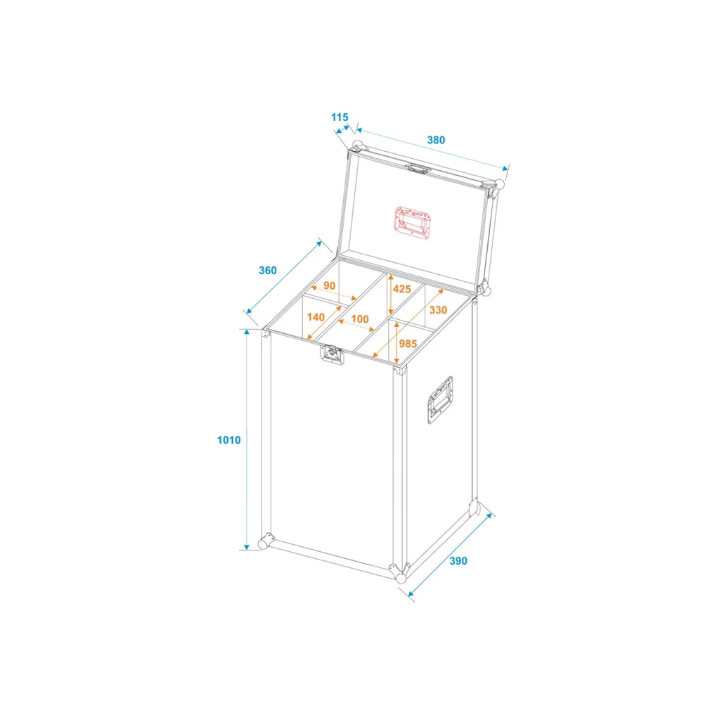 ROADINGER Flightcase 4x LED IP T-Bar 16 QCL Leiste