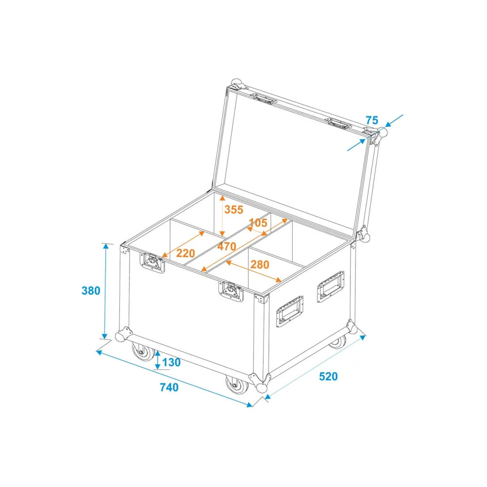 ROADINGER Flightcase 4x LED Theatre COB 200 Serie, mit Rollen