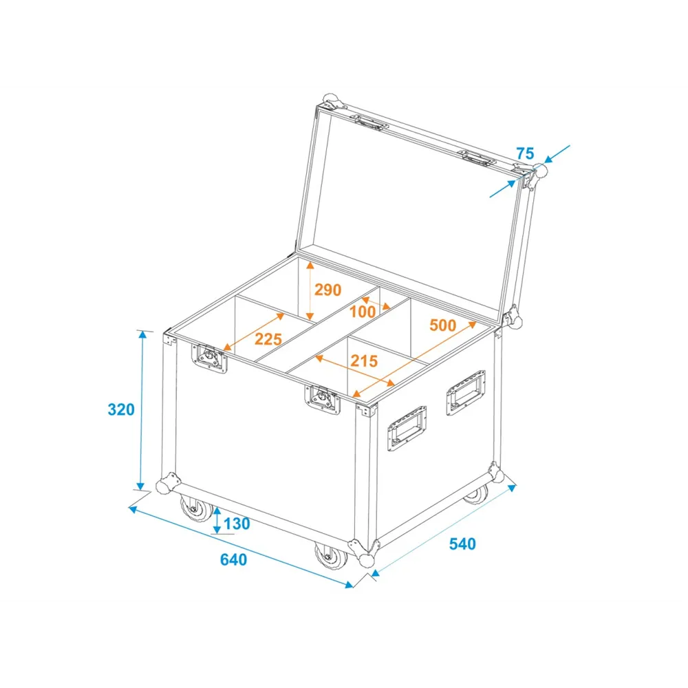 ROADINGER Flightcase 4x LED IP PAR 7x8W QCL/7x9W SCL mit Rollen