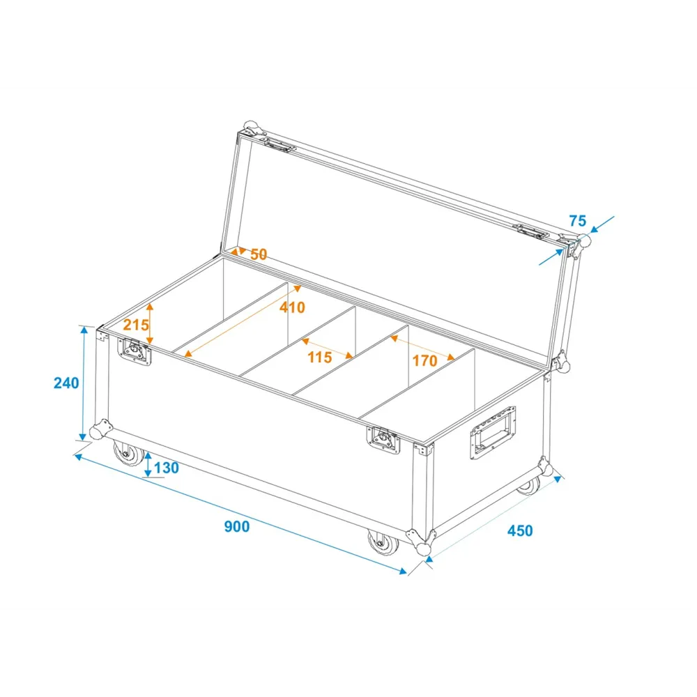 ROADINGER Flightcase 4x Audience Blinder 2x100W LED COB CW/WW mit Rollen