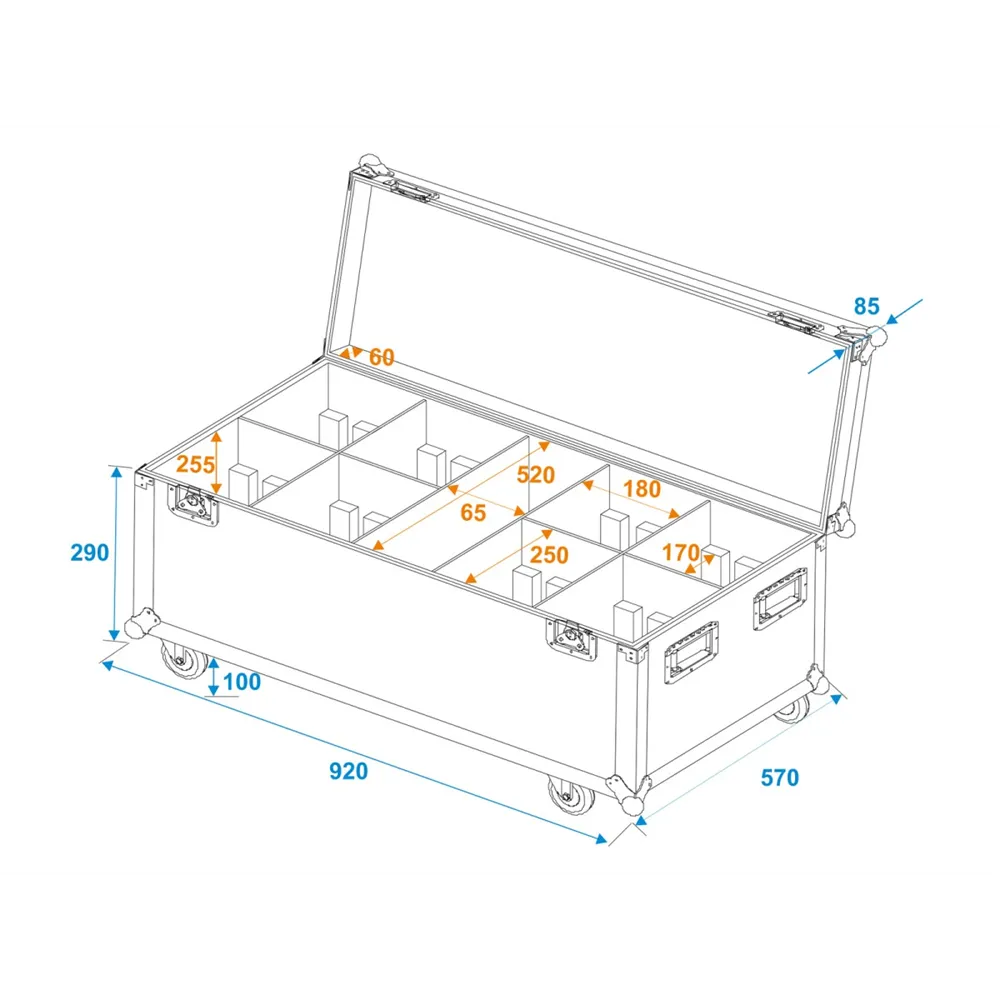 ROADINGER Flightcase 8x LED IP PAR 7x10W RGBL