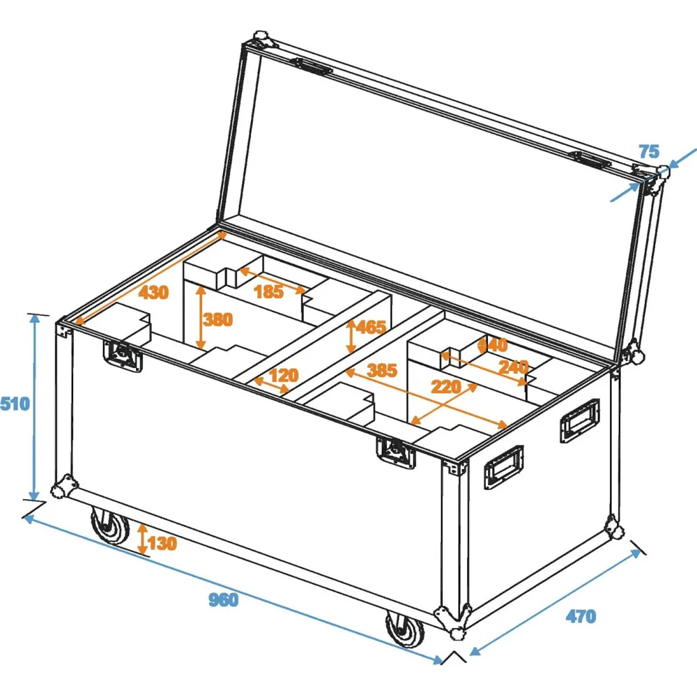 ROADINGER Flightcase 2x DMH-90/150/DMB-60/PLB-230