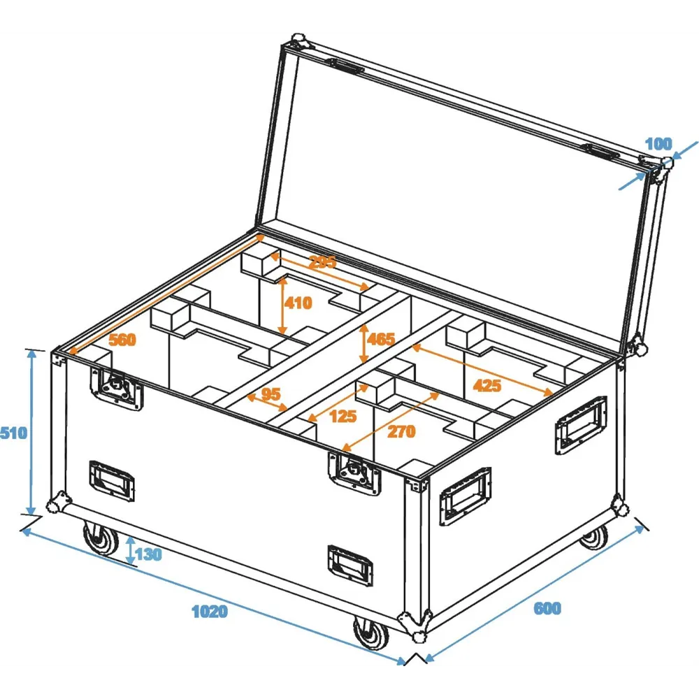 ROADINGER Flightcase 4x DMH-90/150/DMB-160/PLB-230