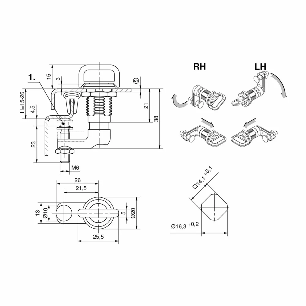 Adam Hall Hardware 1670 - Kompressionsdrehriegel mit Knebel