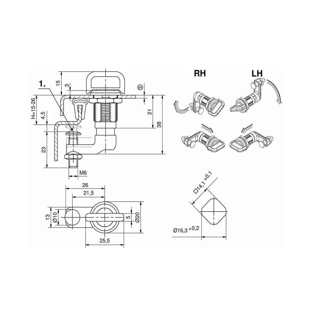 Adam Hall Hardware 1671 - Kompressionsdrehriegel mit Innensechskant