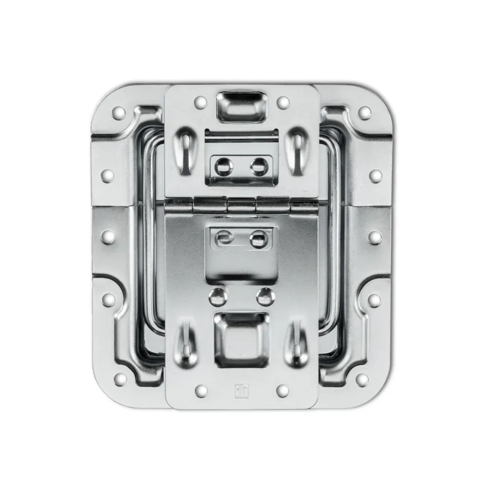 Adam Hall Hardware 270755 - Deckelfeststeller gekröpft mit Scharnier, Klick-Stop-Funktion und Nietschutz