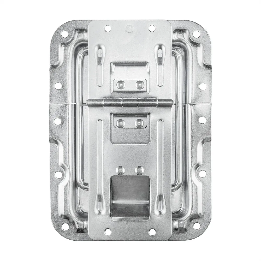 Adam Hall Hardware 270838 - Deckelfeststeller groß gekröpft mit Scharnier, Klick-Stop-Funktion und Nietschutz