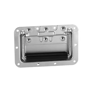 Adam Hall Hardware 34082 A - Klappgriff mittel gefedert in Einbauschale Aluminium 8 mm tief