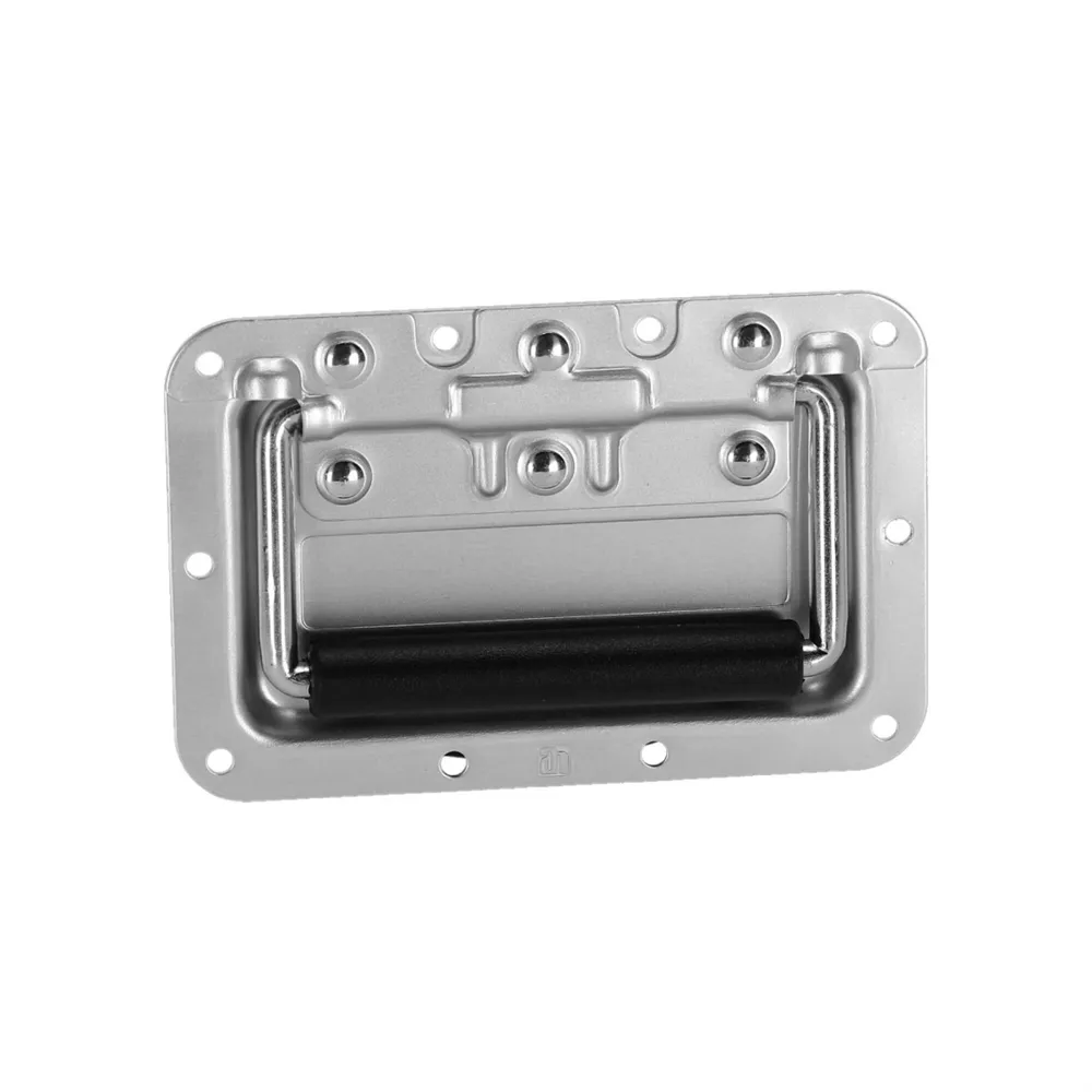 Adam Hall Hardware 34082 A - Klappgriff mittel gefedert in Einbauschale Aluminium 8 mm tief