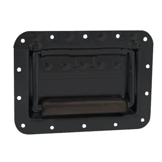 Adam Hall Hardware 34085 BLK - Klappgriff groß gefedert in Einbauschale 14mm tief, schwarz