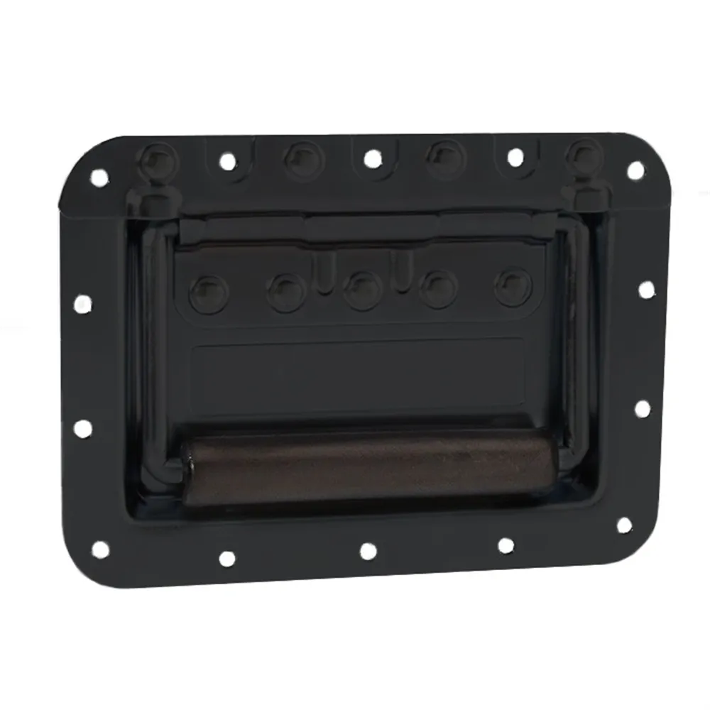 Adam Hall Hardware 34085 BLK - Klappgriff groß gefedert in Einbauschale 14mm tief, schwarz