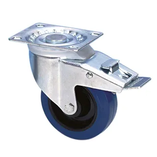 Guitel 37024 - Lenkrolle 100 mm mit Blauem Rad und Feststeller