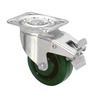 Guitel 37026 - HD Lenkrolle 100 mm mit Grünem Rad und Feststeller