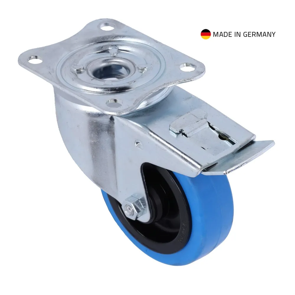 Tente 37034 - Lenkrolle 100 mm mit Blauem Rad und Feststeller