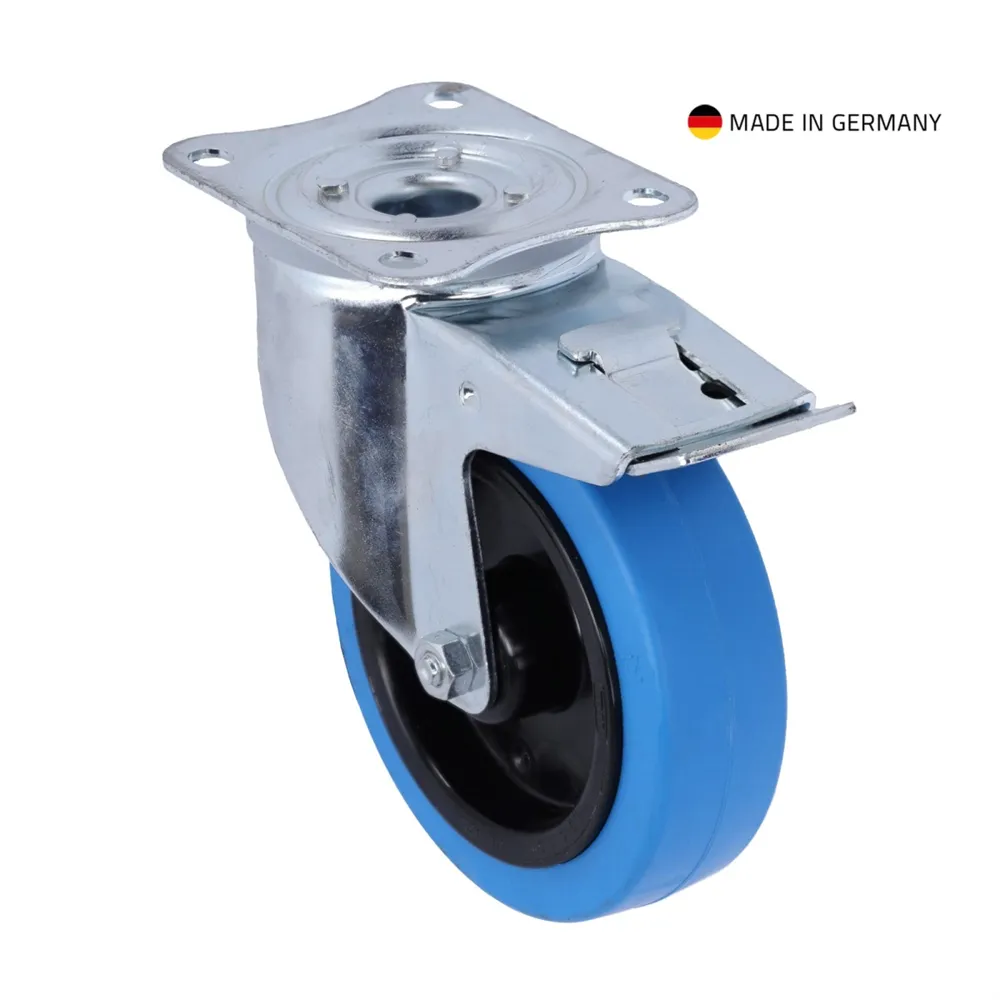 Tente 37036 - Lenkrolle 125 mm mit Blauem Rad und Feststeller