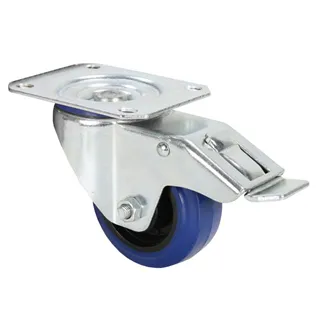 Adam Hall Hardware 372091 - Lenkrolle 80 mm mit blauem Rad und Feststeller