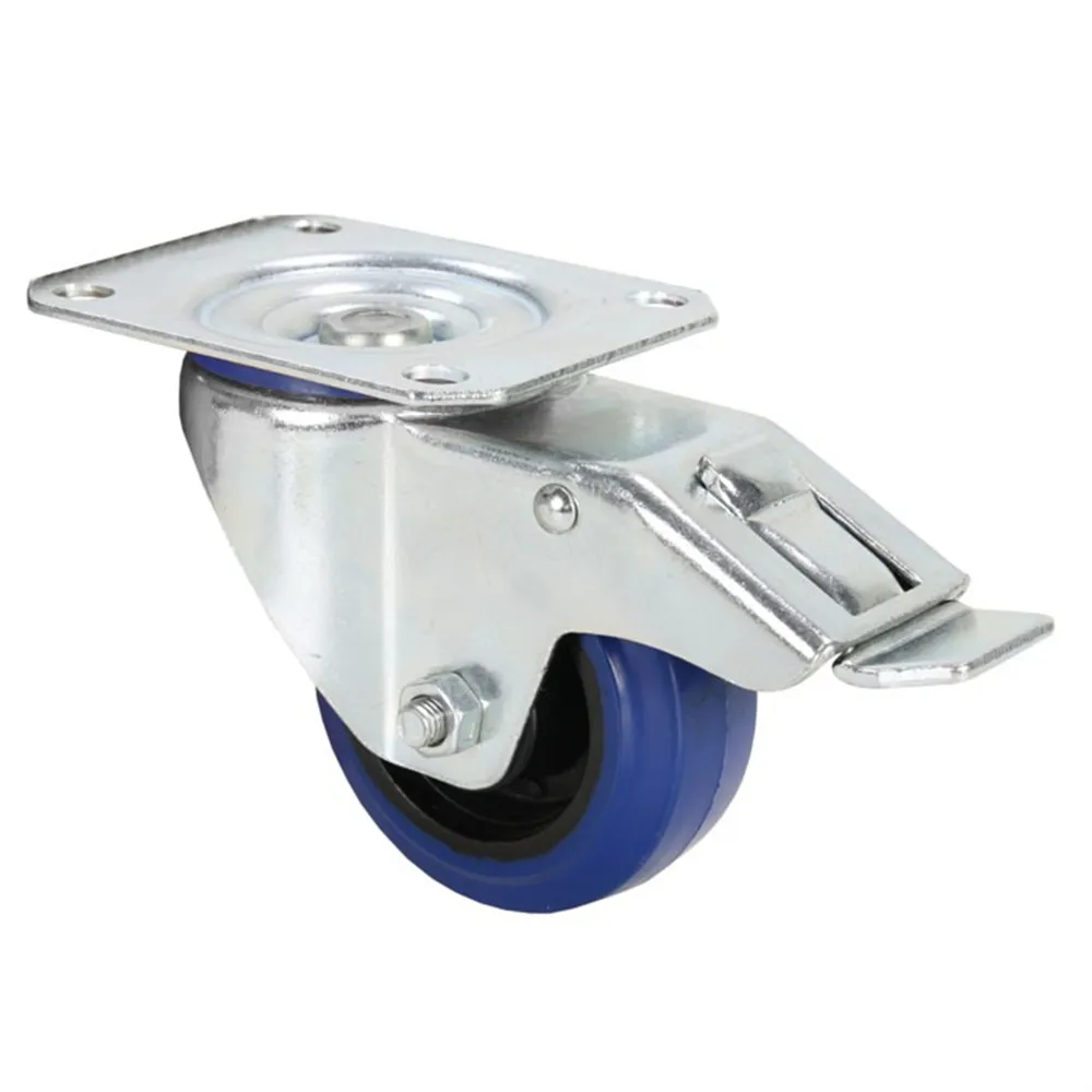 Adam Hall Hardware 372091 - Lenkrolle 80 mm mit blauem Rad und Feststeller