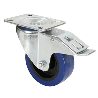 Adam Hall Hardware 372191 - Lenkrolle 100 mm mit blauem Rad und Feststeller