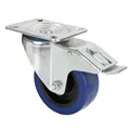Adam Hall Hardware 372191 - Lenkrolle 100 mm mit blauem Rad und Feststeller