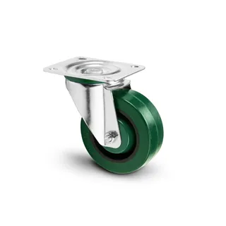 Adam Hall Hardware 372251 - Lenkrolle 100 mm Heavy Duty mit grünem Rad