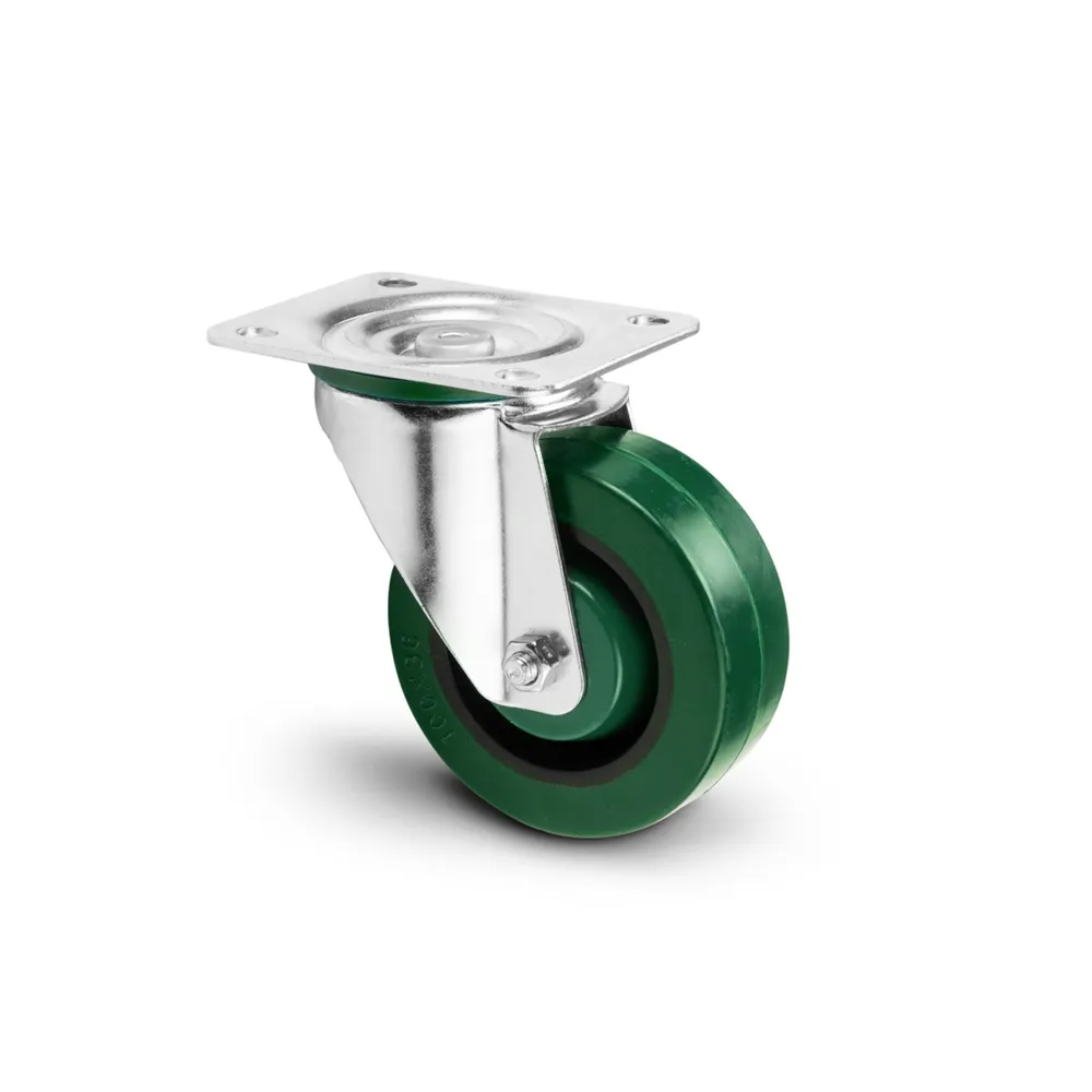 Adam Hall Hardware 372251 - Lenkrolle 100 mm Heavy Duty mit grünem Rad