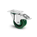 Adam Hall Hardware 372291 - Lenkrolle 100 mm Heavy Duty mit grünem Rad und Feststeller